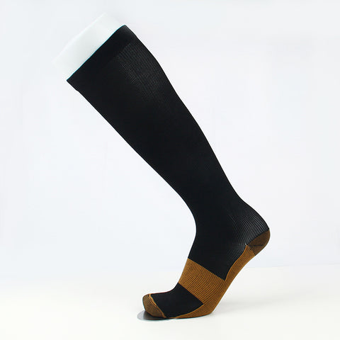 Black color copper compression socks.