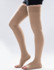 Thigh High Open-Toe Compression Socks Beige Color